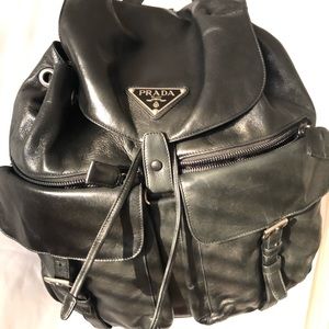 Rare All leather Large LOGO PRADA MENS backpack